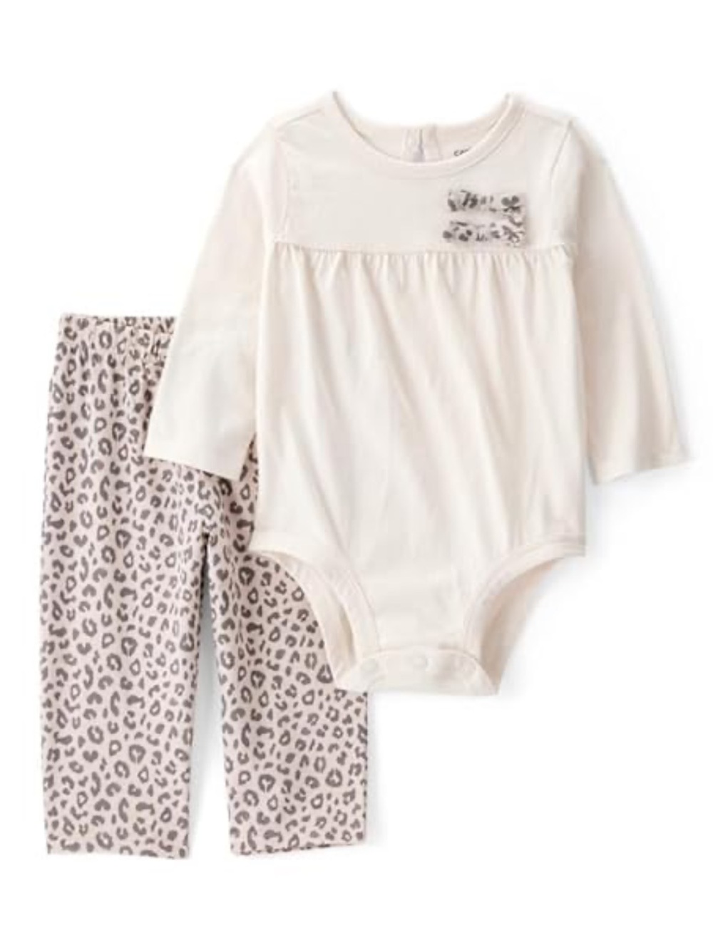 Carter's Cream Long-Sleeve Bodysuit with Leopard Print Pants